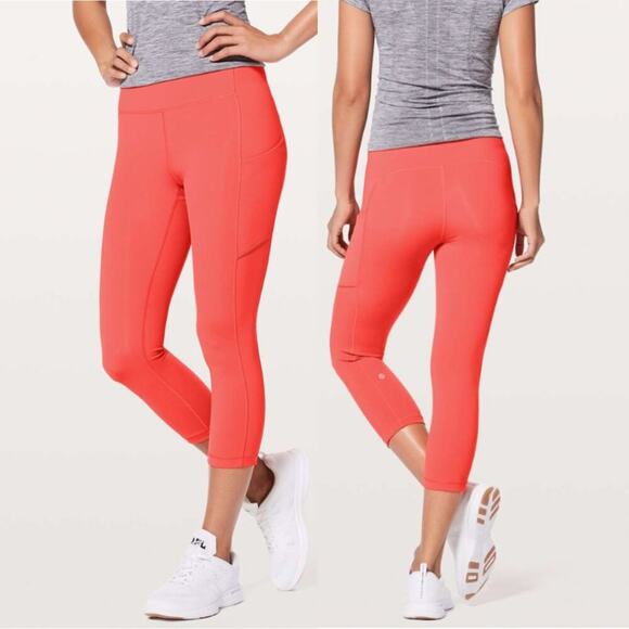 Lululemon Speed Up Crop 21" Leggings in Red Orange - Picture 1 of 9
